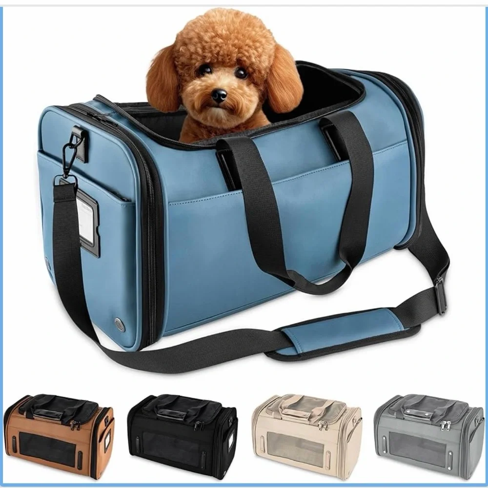 Citrusy Stylish Blue Small Dog Travel Carrier Car Seat